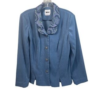 Leslie Fay Blue woman Blazer size 12‎ office siren